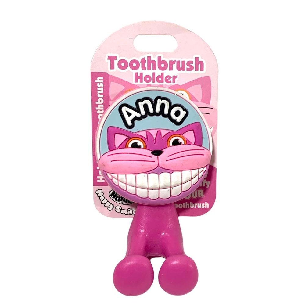 Happy Smiles Personalized Kids Toothbrush Holder Anna Cat Kitty